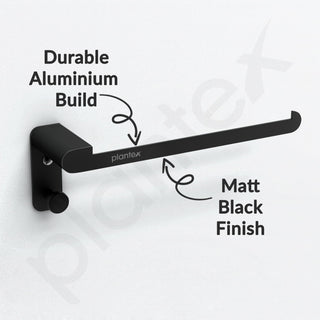 Plantex Space Aluminum Towel Hanger for Wash Basin/Towel Ring for Bathroom/Hand Towel Holder with Hooks/Bathroom Accessories (Rich Black)