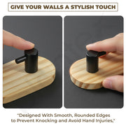 Plantex Wooden Wall Hanging Hook/Bath Towel Hook/Self Adhesive Capsule Robe Hooks for Kitchen/Bathroom/Stylish Home Decor Items - Pack of 4 (Black Wooden)