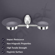 Plantex 304 Grade Stainless Steel Twin Soap Holder for Bathroom and Wash Basin/Soap Dish/Soap Holder/Bathroom Accessories - Oreva (Chrome)