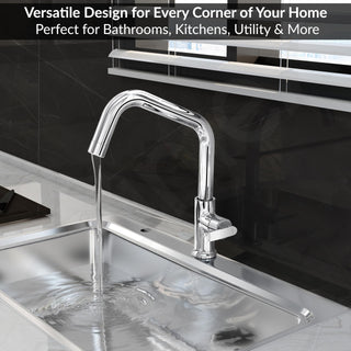 Plantex Pure Brass Sink Tap for Kitchen with 360° Swivel Spout/Kitchen Sink Tap with Water Saving Aerator-7 Year Warranty (BAL-513-Chrome)