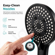 Plantex Hand Shower for Bathroom/5 Mode Multifunctional Shower/5-Inch ABS Plastic Silicone Handheld Shower Head/Easy Mode Switching – (Black, APS-8607)