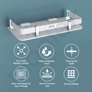Plantex Acrylic Bathroom Organizer/Shelf for Kitchen/Wall - Accessories (9x5 Inches-White)