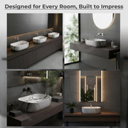 Plantex Tabletop Wash Basin/Bathroom Basin Sink/Ceramic Countertop Basin/Marble Basin with Grey Veins/Wash Basin for Bathroom, Restaurant, Hotel (18 x 13 x 5.5 Inch)