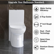 Plantex Platinum Ceramic Rimless Commode with Wash Basin for Bathroom/S Trap Washdown Flush Commode with Toilet Seat Cover/Tabletop Basin - White (Combo)