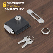 Plantex Sliding Door Lock for Wardrobe/GI Steel Drawer Lock/Suitable for 20mm Sliding Door - Pack of 2 (SL-01, Z-Black)