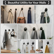 Plantex Wall Hanging Hook/Bath Towel Hook/Self Adhesive Round Robe Hooks for Kitchen/Bathroom/Stylish Home Decor Items - Pack of 2 (Black)