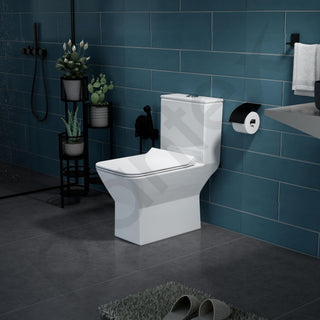 Plantex Siphonic Flush System Rimless Ceramic Commode/S Trap Western Toilet with Siphonic Vacuum Flush/One Piece Western Commode With Soft Close Toilet Seat - (White)