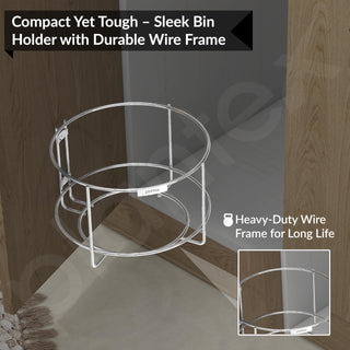 Plantex High Grade Stainless Steel Open-Top Bin Holder/Dust Bin Holder/Modular Kitchen Fixture (Dia 10 Inches-Sliver)
