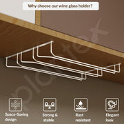 Plantex Wine Glass Rack/Holder Upside Down Hanging Organizer/Glass Hanging Stand for Pubs/Kitchen/Bars (L15.5 x W13 Inches - Triple Line)