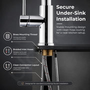 Plantex 304 Stainless Steel Pull-Down Kitchen Sink Tap/Sink Tap for Kitchen Basin with 360⁰ Swivel Spout/Kitchen Sink Faucet - (1062, Chrome)