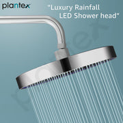 Plantex ABS Round Rain Shower Head for bathroom with LED/360Â° Rotatable Shower Head for bathroom/Pressurized Shower Head/Showers for bathroom-(Chrome)
