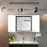 Plantex Premium Bathroom Cabinet with Mirror/ 304 Stainless Steel Bathroom Organiser with Mirror/Bathroom Mirror with Storage/Bathroom Accessories (18x18 Inch-Chrome/Double Door)