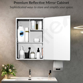 Plantex Premium Bathroom Cabinet with Mirror/304 Stainless Steel Mirror Cabinet for Wash Basin/Bathroom Shelf for Wall with Mirror (16x 24 Inch-Chrome)