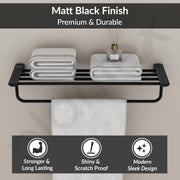 Plantex Space Aluminium Towel Holder in Bathroom/Towel Rod/Bathroom Towel Holder/Bathroom Accessories - Black (24 Inch)