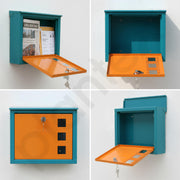 Plantex GI Steel Letter Box/Complaint Box/Small Suggestion Box for Office/Post Box for Home/Wall Mount Mail Box - (Green & Orange)