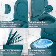 Plantex Wall Hung Commode for Toilet/Ceramic Rimless Washdown Western Commode/Western Toilet with Soft Close Toilet Seat Cover- P Trap (Pine Blue)