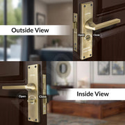 Plantex Stainless Steel Door Lock Ã¢â‚¬â€œ Bathroom Door Lock/Mortise 8inch Keyless Plate Handle Set for Home/Bathroom/Store Room/Balcony/Office - Pack of 1 (DTM-660, Brass Antique)