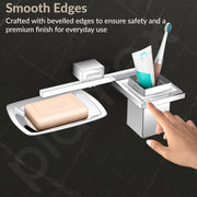 Plantex 2in1 Soap Dish with Tumbler Holder for Bathroom/304 Grade Stainless Steel Soap Holder with Toothbrush Holder/Bathroom Accessories - Pack of 1 (Tesla - 2708, Chrome)