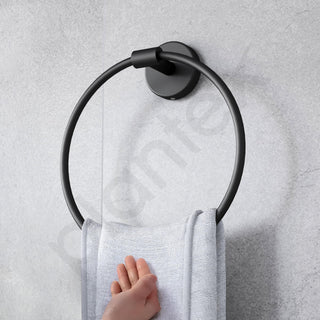Plantex Towel Ring for Bathroom/Stainless Steel Towel Holder/Round Napkin Ring/Towel Stand for Bathroom/Bathroom Accessories - Pack of 1 (Black)