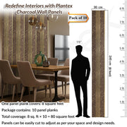 Plantex Louvers Panel for Wall/8 Feet Wall Panels/3D Charcoal Panel for Interior Walls DÃ©cor - Pack of 10 Covers - 80 Sq. Ft, Size-1 Feet x 8 Feet (YD-1201)