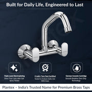 Plantex Pure Brass Kitchen Sink Tap/Sink Mixer Tap Hot and Cold/Kitchen Taps for Home Sink with Brass Wall Flange and Teflon Tape-7 Year Warranty by Plantex (ORN-215-Chrome)