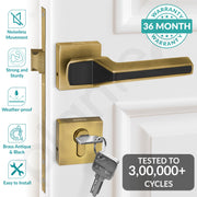 Plantex Main Door Lock for Home/Door Handle Locks/Premium Mortise Door Lock Set with 3 Years Warranty by Plantex (Brass Antique & Black)