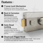 Plantex Heavy Duty Night Latch Door Lock with Key & Lever for Main Door/Inside Opening for Home,Hotel,Office - Pack of 1 (Matt)
