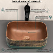 Plantex Ceramic Basin/Table Top Wash Basin for Bathroom/Designer Countertop Vessel Sink Basin - Indo-European Collection (16 x 12 x 6 Inch)