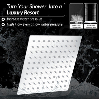 Plantex Stainless Steel Shower Head for Bathroom/8 x 8 inch Square Overhead Shower without Arm/Adjustable Bathroom Shower-(Ultra Slim-Chrome)