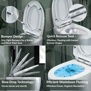 Plantex Platinum Ceramic Wall Hanging Western Toilet/Rim Washdown Commode for Toliet/Commode With Soft Close Toilet Seat - P Trap Outlet (White)