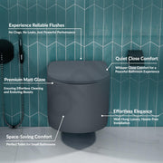 Plantex Imported Ceramic Wall Hung Commode/Rimless Washdown Flush Western Toilet/Commode with Soft Closing Toilet Seat - P Trap (Round - Matt Grey)