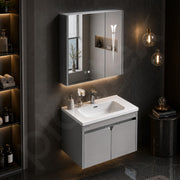Plantex Wall Mount Vanity Cabinet with Washbasin and Mirror/Rectangular Basin with Cabinet for Bathroom - (Clara - 600, Grey)