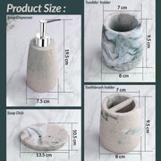 Plantex Resin Bathroom Accessories Set/Soap Holder for Bathroom/Toothbrush Holder/Tumbler Holder/LiquidsSoap Dispenser - 4 Piece(Marble Green & Beige)