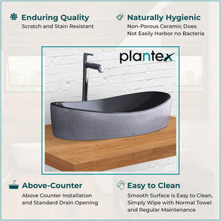 Plantex Platinium Ceramic Tabletop Oval Wash Basin/Countertop Bathroom Sink (001, 26 x 13.5 x 6 Inch)