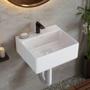Plantex Ceramic Wash Basin for Bathroom/Wall Hung Basin/Bathroom Sink with 10 Years Glaze Warranty by Plantex/Washbasin for Restaurant/Hotel (Glossy White/Cuba - 14 x 12 x 5 Inch)