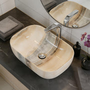 Plantex Ceramic Tabletop Washbasin/Bathroom Basin Sink/Wash Basin for Bathroom/Marble Basin Basin for Restaurant, Hotel (Brown & Grey Veins, 18 x 13 x 5.5 Inch)