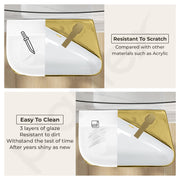 Plantex Ceramic Designer Washbasin for Bathroom/Wall Hung Wash Basin/Rectangle Basin for Home/Office/Hotel (17.5x10.5x5 Inch - White & Gold)