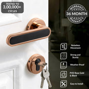 Plantex Door Lock Set with Keys/Mortise Door Lock for Home/Office/Hotel - Pack of 1 (OHMH-21, PVD Rose Gold & Black)