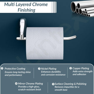 Plantex Rich Brass Bathroom Accessories - Unique Toilet Paper Holder/Tissue Paper Stand for Washroom/Bathroom (Chrome)