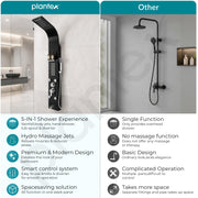 Plantex Shower Panel/6 in 1 Shower System/304 Grade Stainless Steel Rainfall Showerhead with Handshower for Bathroom/Tub Spout/Body Massage Spray With Hot &cold Mixer-(1016, Black)