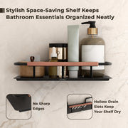 Plantex Self Adhesive Bathroom Shelf/Stainless Steel Bathroom Shelf Rack/Wall Shelf for Bathroom/Bathroom Organiser without Drill/Bathroom Accessories SetPack of 1 (12x5 inches, Copper & Black)