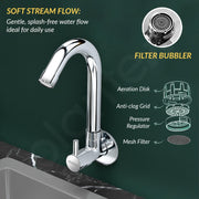 Plantex Sink Tap for Kitchen Basin/Wall Mount Kitchen Sink Tap with Wall Flange and Water Saving -(MKS-1277-Chrome)