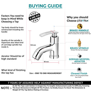 Plantex Pure Brass COL-1003 Single Lever Pillar Cock/Tap for Wash Basin/Water Faucet for Kitchen Sink with Teflon Tape (Mirror-Chrome Finish)