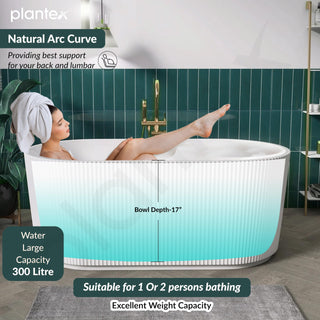Plantex Bathtub For Bathroom/Freestanding Bath tub for Adults/Deep Soaker Bathtub with Overflow, Popup and Drain Pipe (BSM-203S-White-1700mm)