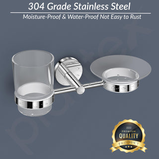 Plantex 304 Grade Stainless Steel Soap and Brush Holder Stand for Bathroom and Wash Basin/Bathroom Accessories - Oreo (Chrome)