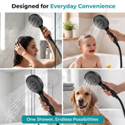 Plantex Hand Shower for Bathroom/5 Mode Multifunctional Shower/5-Inch ABS Plastic Silicone Handheld Shower Head/Easy Mode Switching – (Black, APS-8607)