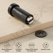 Plantex Stainless Steel Wall-Mounted Magnetic Door Stopper/Door Catcher for Wooden Door - Pack of 2 (Matt Black)