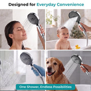 Plantex Hand Shower for Bathroom/6 Mode Multifunctional Shower/5-Inch ABS Plastic Silicone Handheld Shower Head/Easy Mode Switching – (Chrome, H-627)