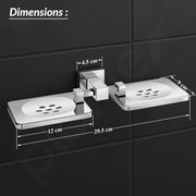 Plantex 304 Grade Stainless Steel Double Soap Holder/Soap Stand/Wall Mounted Items for Bathroom Accessories - Splash (Chrome)
