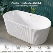 Plantex Bathtub For Bathroom/Freestanding Bath tub for Adults/Deep Soaker Bathtub with Overflow, Popup and Drain Pipe (BSM-203S-White-1700mm)